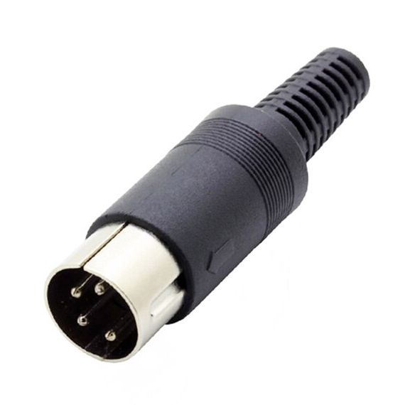DIN-4 connector 216 graden male zwart
